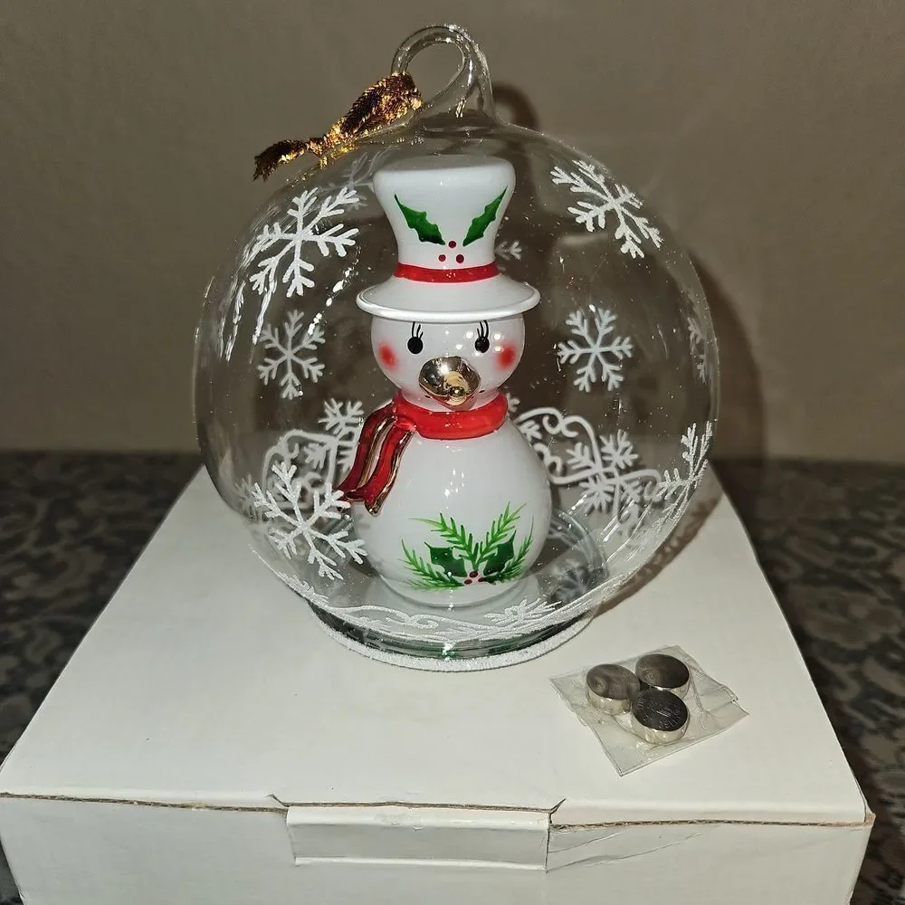 Vintage Soreele LED Lighted Glass Snowman Globe